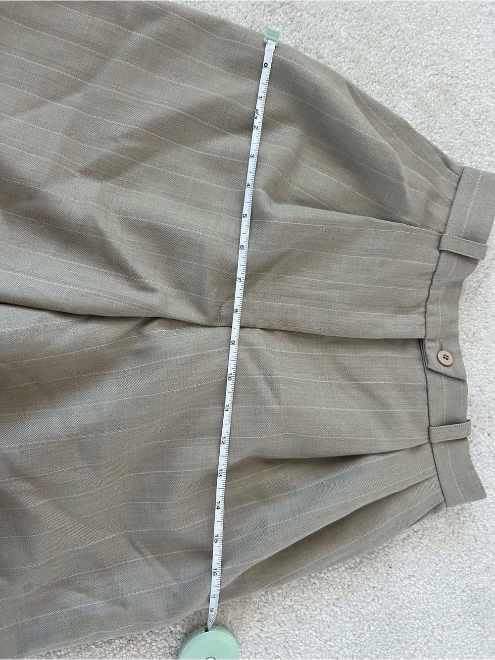 High-Rise Taupe Pinstripe Pleated Women's Trousers - Picture 6 of 7